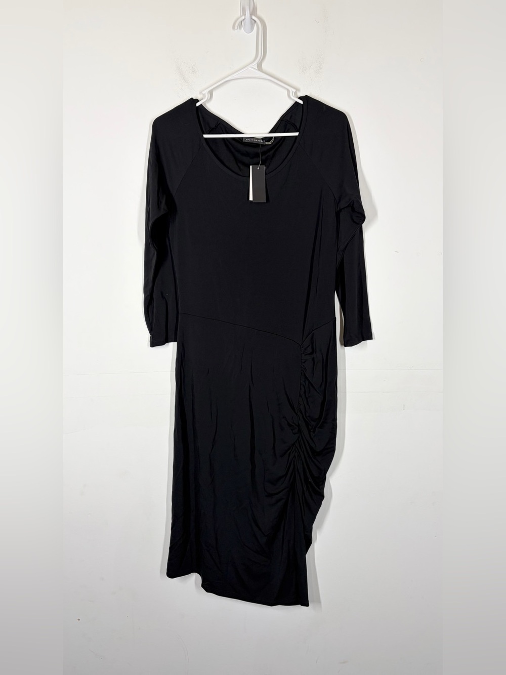 NWT $450 Josie Natori Black Jersey Matte Dress Size Medium